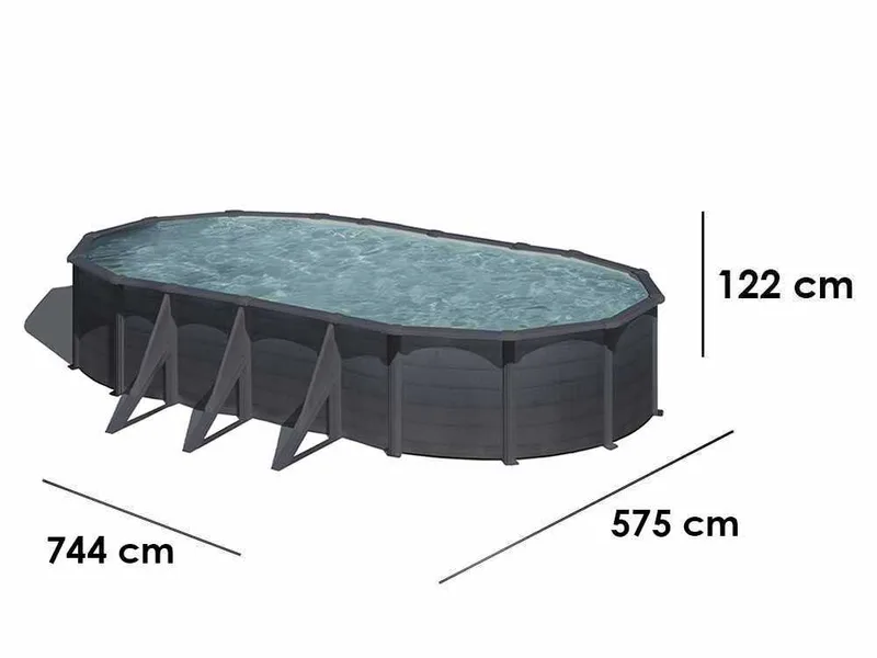 Gre Kea Ovale 730x375x120cm - Piscine hors-sol en acier