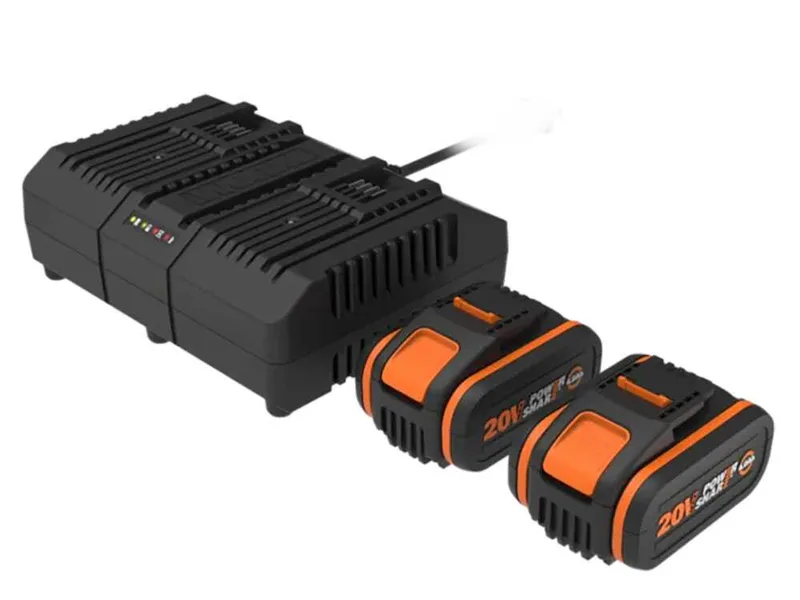 Worx WA3611 - Starter Kit Chargeur de batteries double + 2x Batteries 20V 4Ah