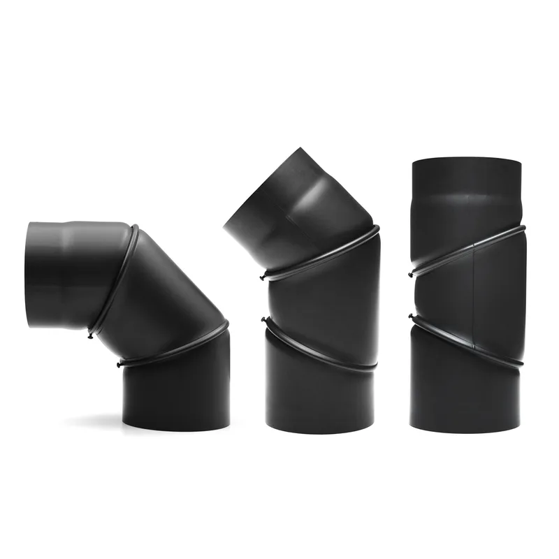 Raik Basic coude de tuyau de fumée 180mm noir 0–90° sans porte pour tuyau de fumée / conduit de fumée