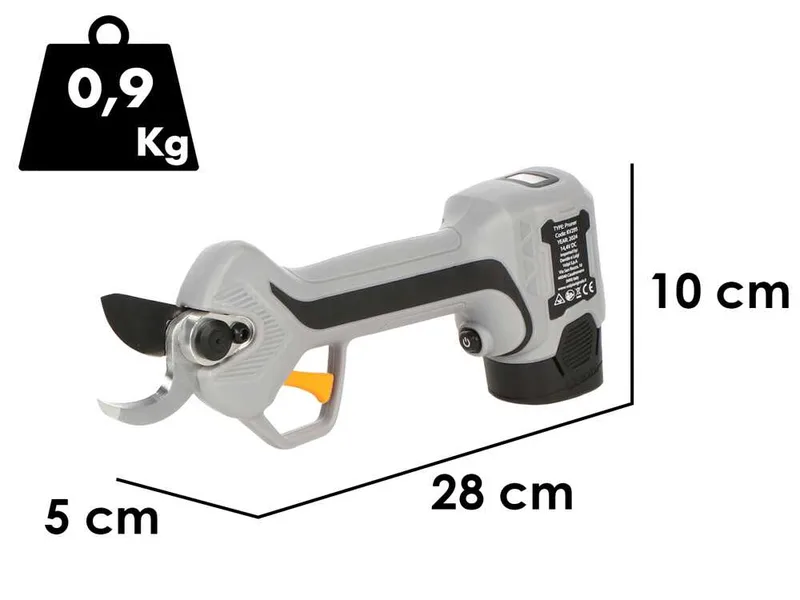 Volpi KV295 - Sécateur électrique de taille - 2x 14,4 V/2,5 Ah - Diamètre de coupe 28 mm