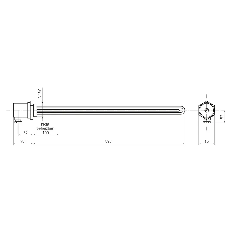 Résistance de chauffage à visser / Cartouche chauffante ESH 7.50 - 7,5 kW - 585 mm incl. thermostat