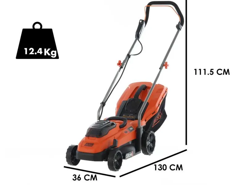 Tondeuse à gazon électrique à batterie Black & Decker BCMW3318L2-QW - 36V 2.5Ah + une batterie 18V 2Ah