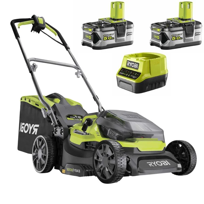 Ryobi Hybrid RY18LMH37A-250 - Tondeuse à gazon à batterie - 2x18V/5Ah - Coupe de 37 cm