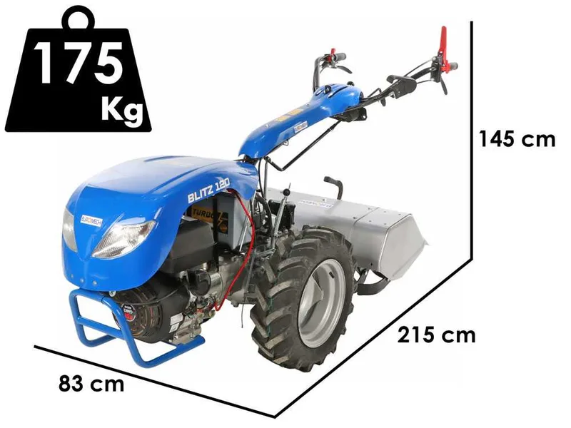 EuroMech BLITZ 120 - Motoculteur à essence - Yagmur R420 - 16 CV - Démarrage électrique