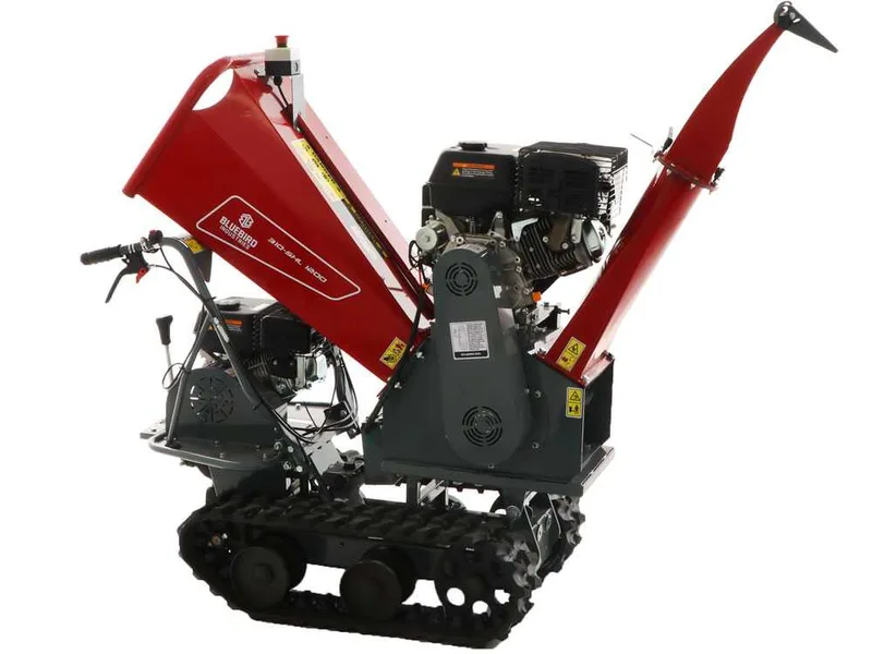 Blue Bird 310-SHL 1200 - Broyeur de branches autotracté à chenilles sur brouette - Moteur Loncin G420F