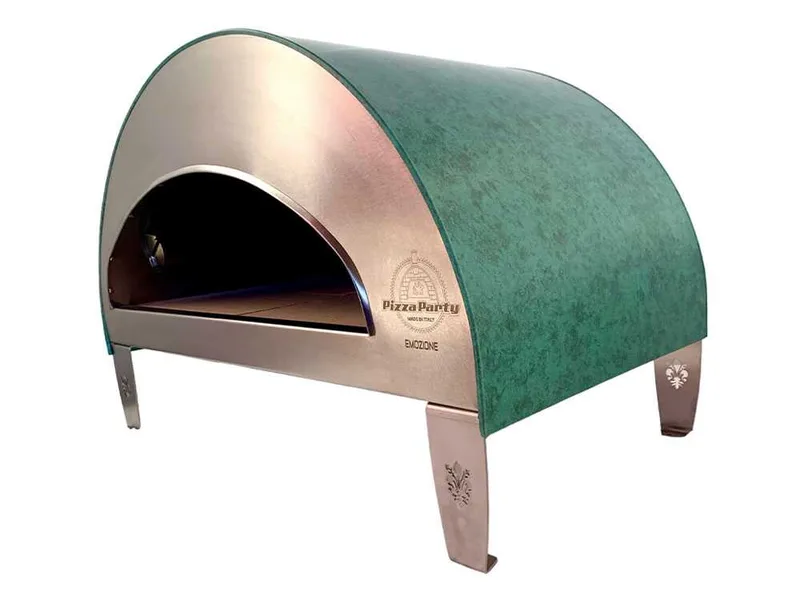 Pizza Party Emozione Acquamarina - Four à pizza à gaz d'extérieur - Chambre de cuisson 40 x 70 cm - Sole en biscotto réfractaire