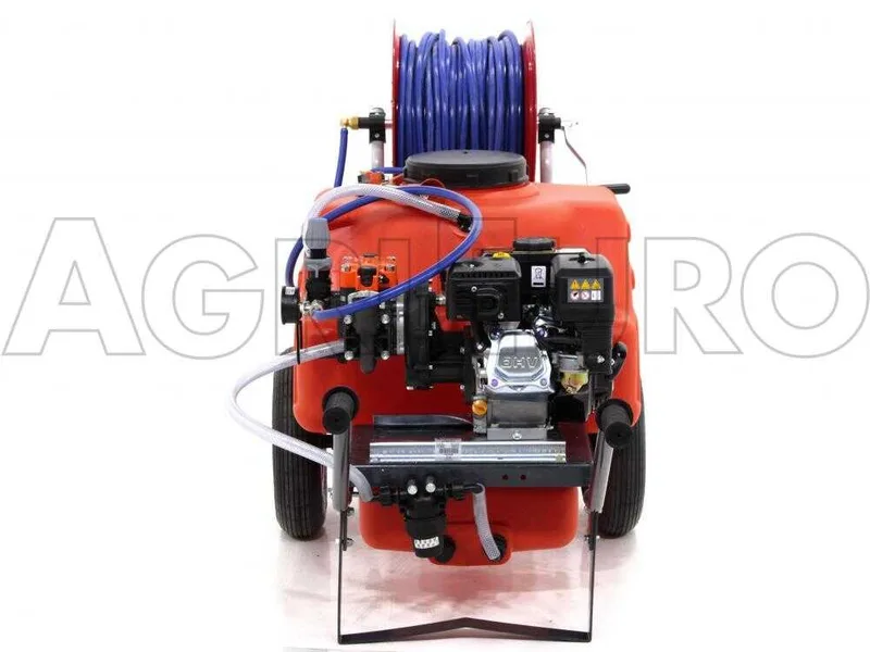 Groupe motopompe de pulvérisation Comet MP 30 Loncin G200F sur chariot Dal Degan avec réservoir 150 l