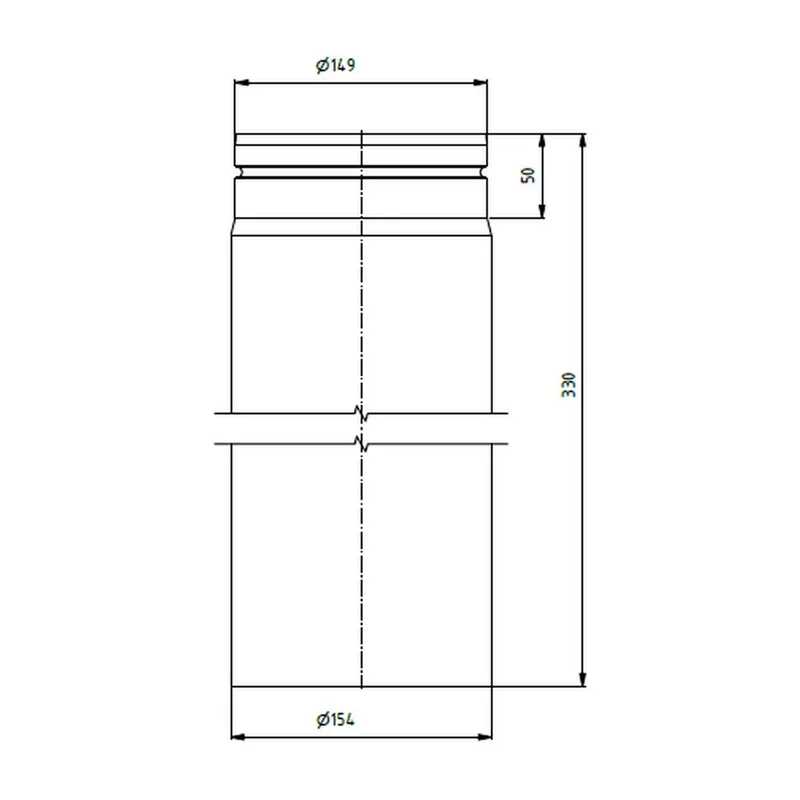 Raik tuyau LS diamètre 150x330x2,00mm rétréci gris