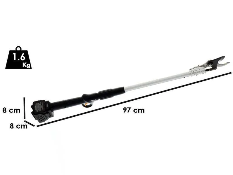 Volpi KV81 - Sécateur électrique sur perche - 2x 21.6V 4Ah - Diamètre de coupe 38 mm