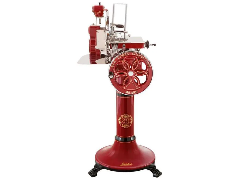 Berkel B114 - Trancheuse à volant avec piédestal - Lame en acier au chrome de 320 mm - Rouge