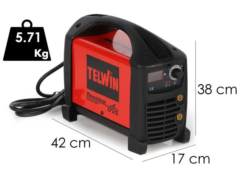 Telwin Tecnica 171/S - Poste à souder inverter (MMA, TIG) + Mallette, à courant continu (DC)