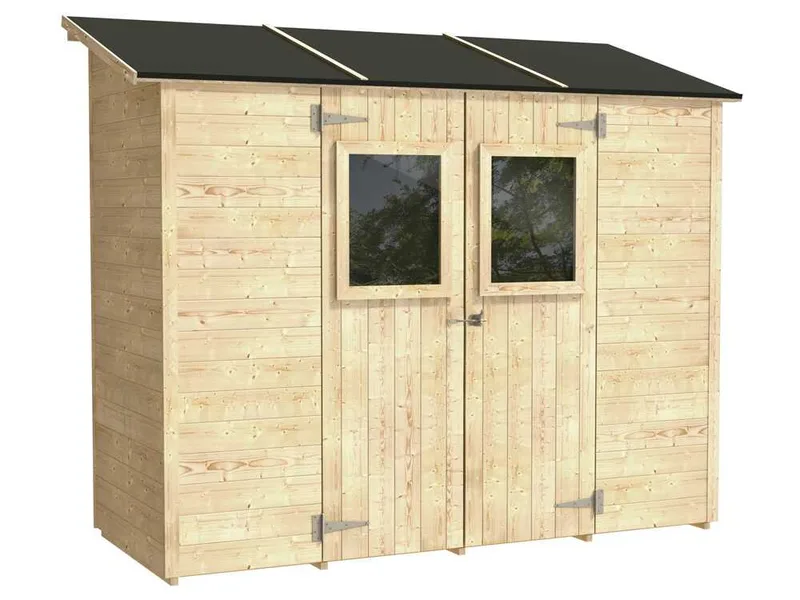 Alce Vaniglia 245x102 - Abri de jardin en bois - Avec fenêtre à l'avant - 245x102x222 cm