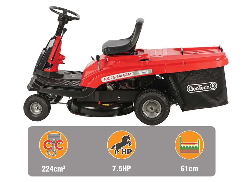 GeoTech RM 75-610 BSM - Tracteur mini-rider avec boîte de vitesses mécanique - Moteur 224 cm³