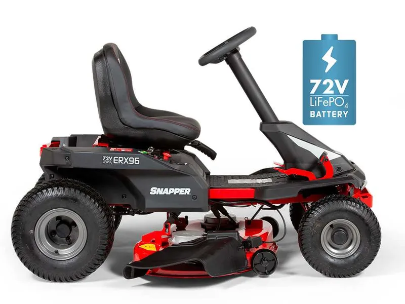 Snapper ERX96 - Tondeuse autoportée à batterie 72 V/28 Ah - Éjection latérale et mulching