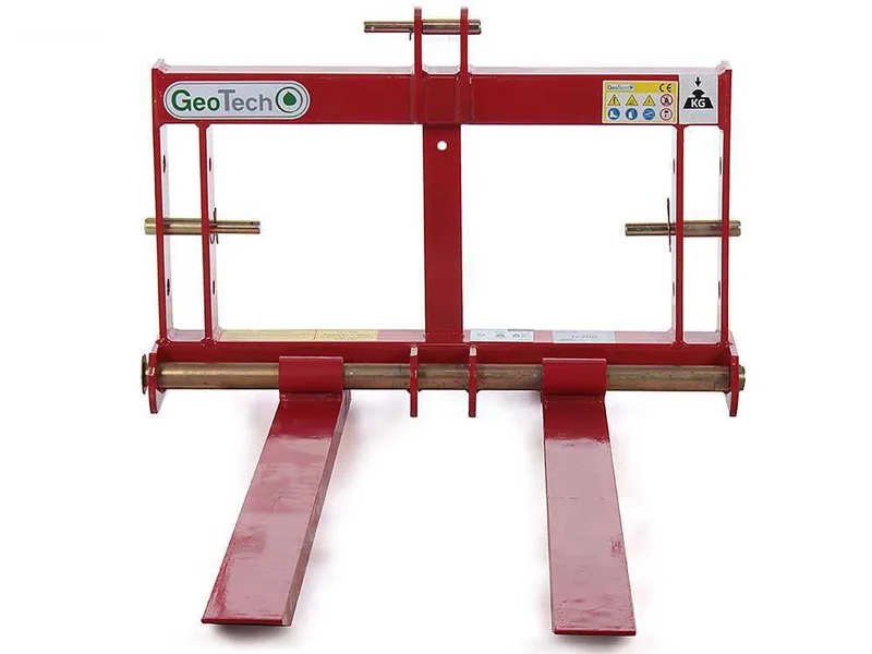 GeoTech D1200 - Fourche à palettes pour tracteur - Portepalette postérieure - Capacité de charge 1200 Kg