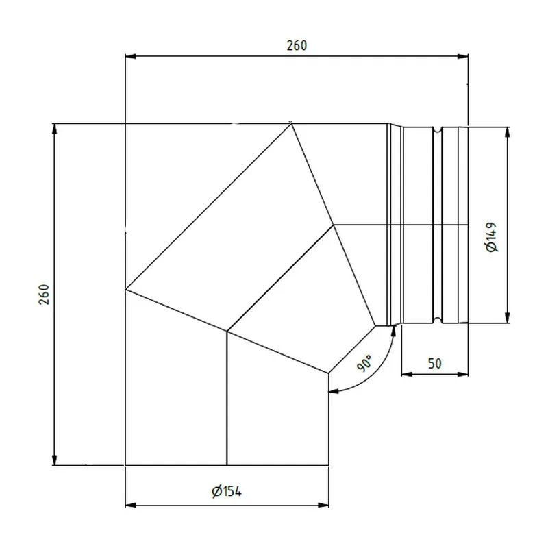 Raik Bogen LS diamètre 150/90° rétréci 3-pièces noir