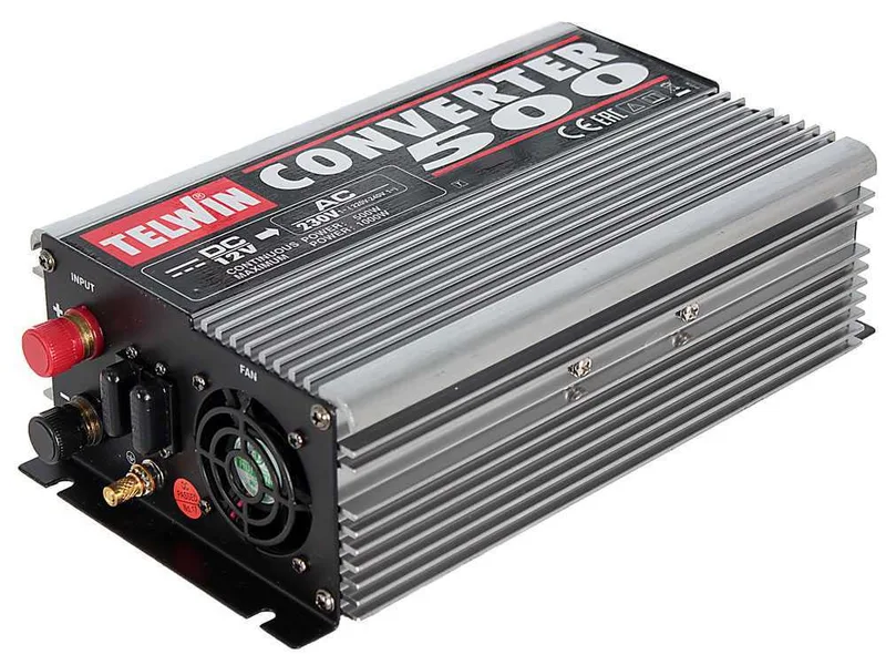 Telwin Converter 500 - Convertisseur de courant à onduleur de 12V CC à 230V CA - puissance 500W