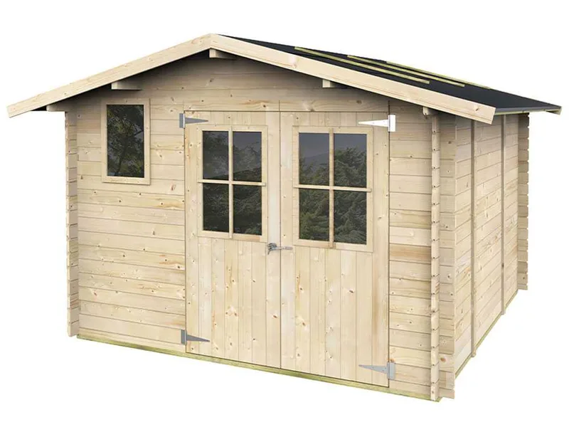 Alce Elena Express 296 x 296 - Abri de jardin en bois - Avec fenêtres et porte à double battant - 296 × 296 × 219 cm