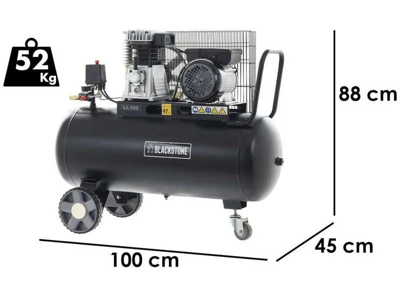 BlackStone B-LBC 100-20 - Compresseur d'air électrique à courroie - Moteur 2 CV - 100 L