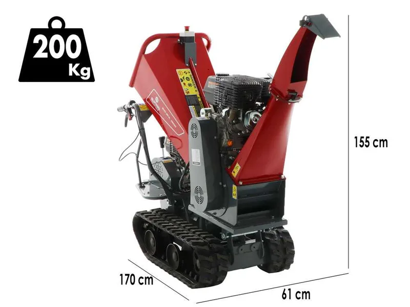 Blue Bird 310-SHL 1200 - Broyeur de branches autotracté à chenilles sur brouette - Moteur Loncin G420F