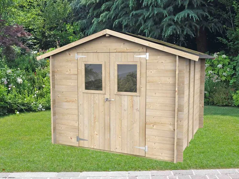 Alce Hobby 248x248 - Abri de jardin en bois - Avec fenêtres et porte à double battant - 248x248x217 cm