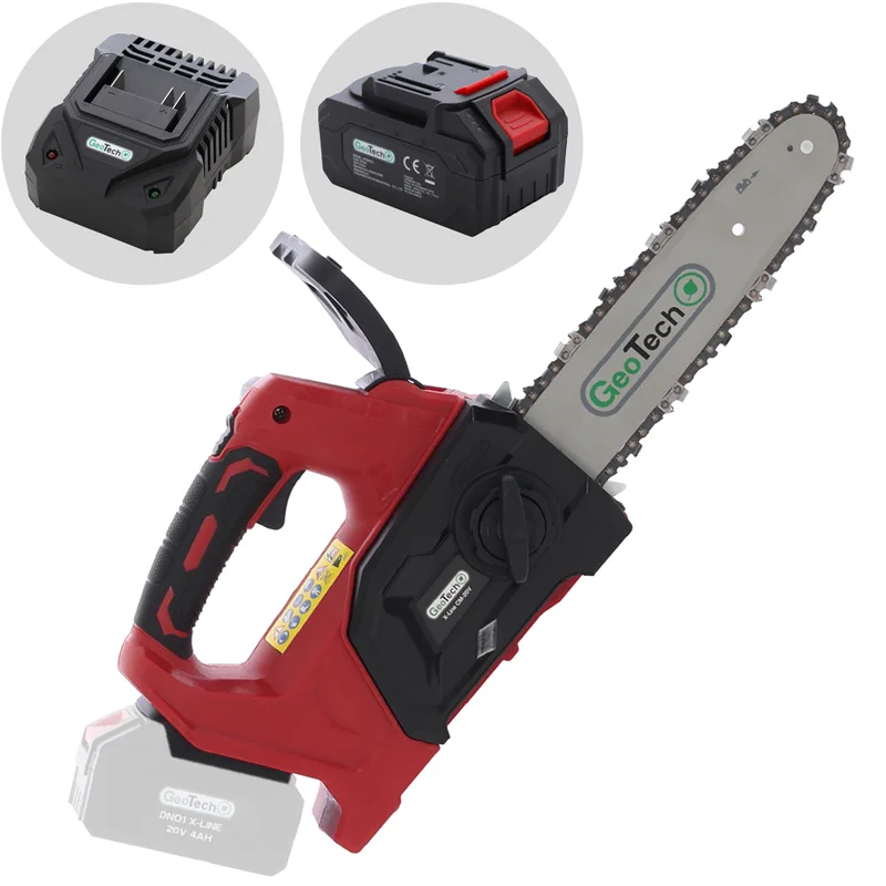 GeoTech X-Line CM-20V - Tronçonneuse d'élagage à batterie 20 V 5 Ah - Guide de 25 cm