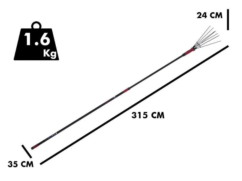 ARCHMAN AB01 - Peigne vibreur électrique avec perche télescopique de 220 à 315 cm - Avec câble pour connexion à batterie 12 V