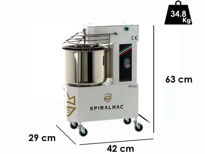 Pétrin à spirale SPIRALMAC SV8 monophasé - Capacité pâte 8 Kg