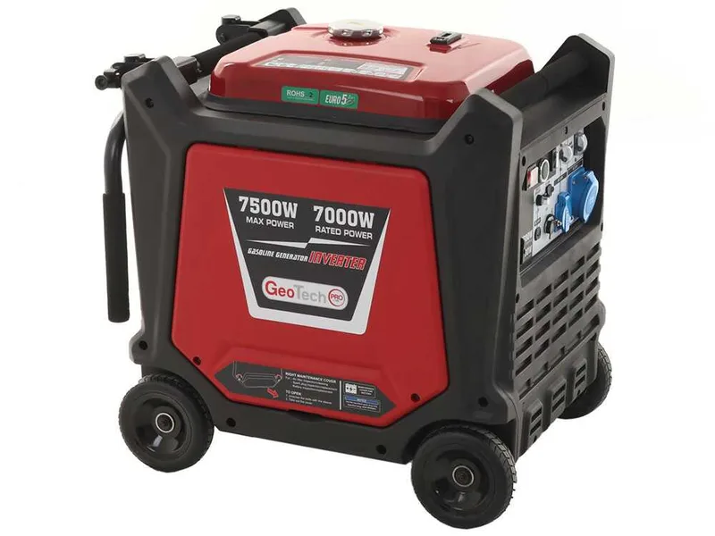 Geotech Pro PTGA 9000 - Groupe électrogène à essence sur roues inverter insonorisé 7.5 kW - Continue 7 kW Monophasé + ATS