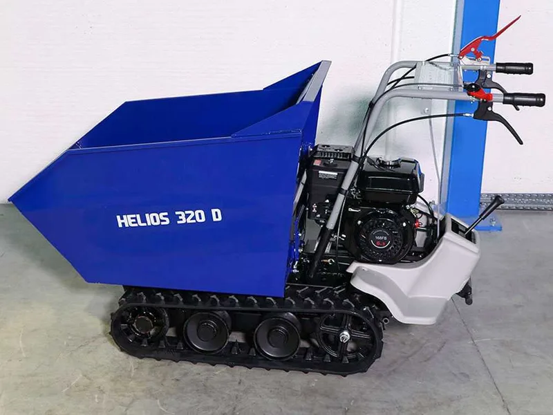 Brouette motorisée à chenilles BullMach HELIOS 320 D - Caisson dumper manuel avec capacité de charge maximale de 320 Kg