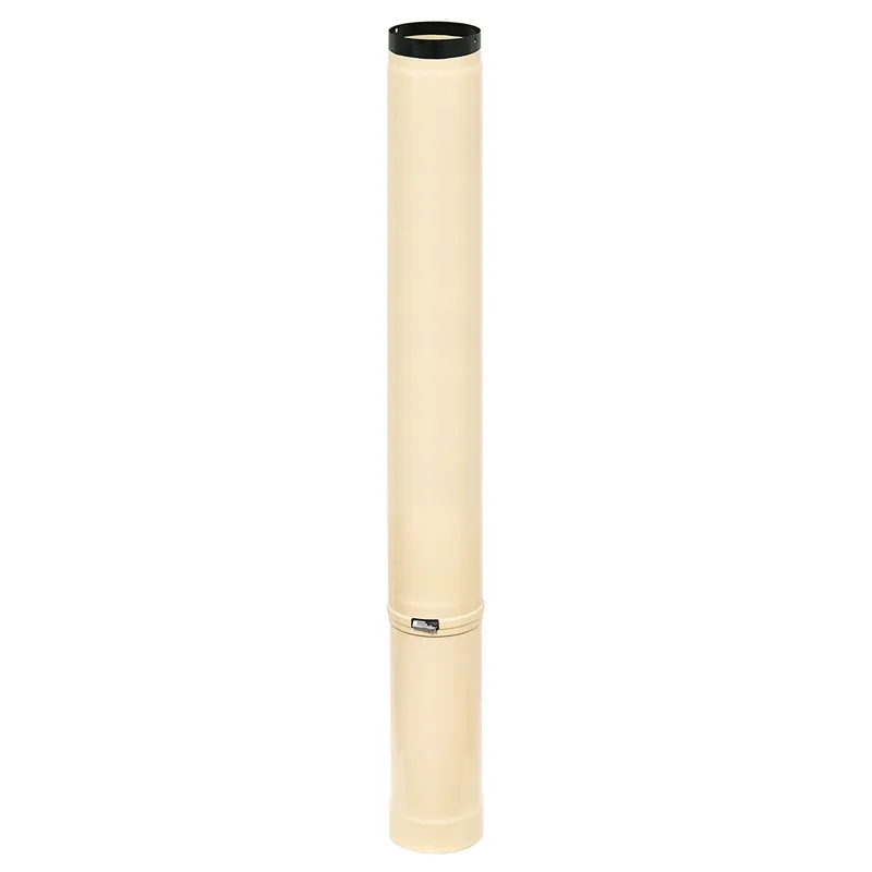 Tube de raccordement / Tuyau de poêle émaillé 150 mm - Longueur 1000 mm Tube télescopique Ivoire