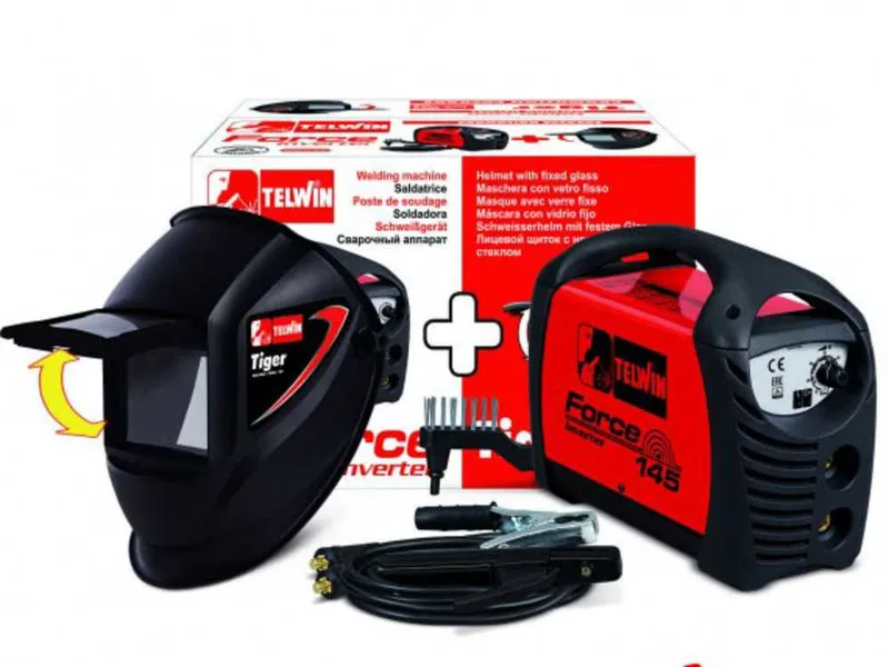 Telwin FORCE 145 - Poste à souder Inverter (MMA) + Masque, courant continu (DC)