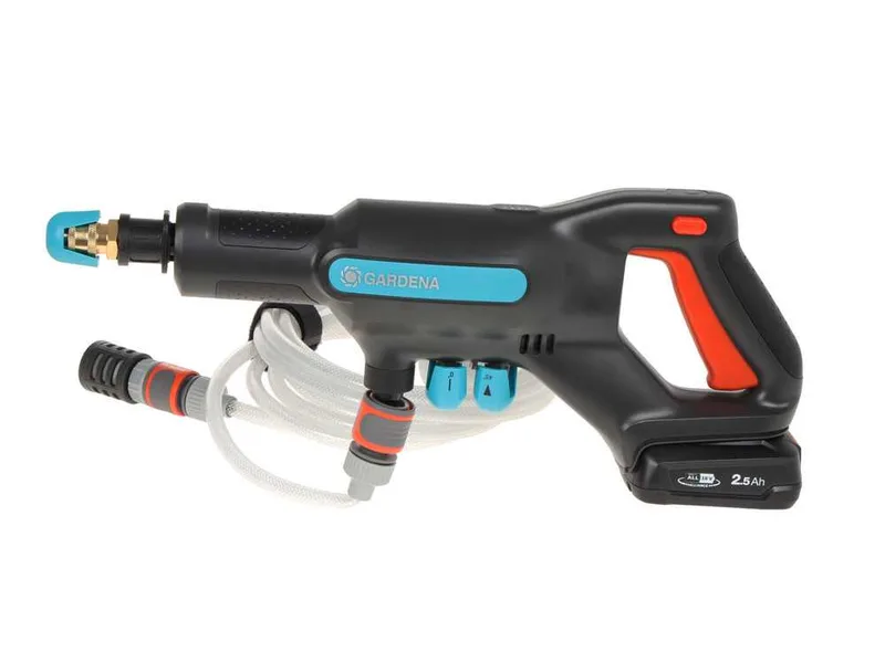 Gardena AcquaClean 24/18V Lithium - Pistolet nettoyeur avec réservoir et canon à mousse - batterie 2.5A
