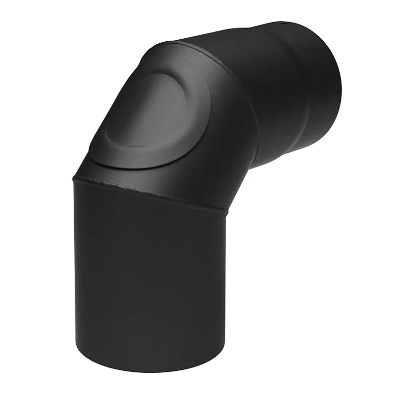 Raik Basic coude de tuyau de fumée 150mm noir 90° avec porte pour tuyau de fumée / conduit de fumée