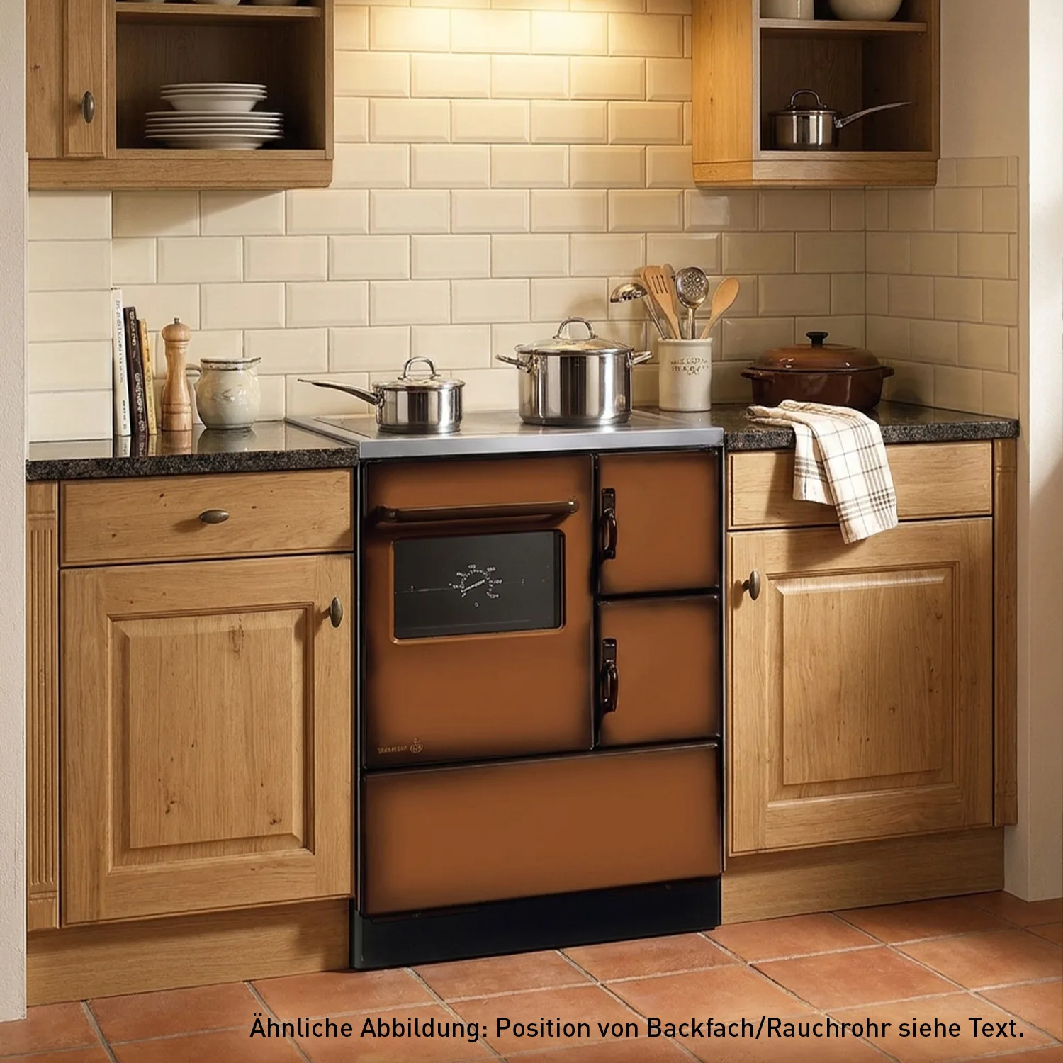 Wamsler K 118 Cuisinière à bois à droite marron avec plaque en acier