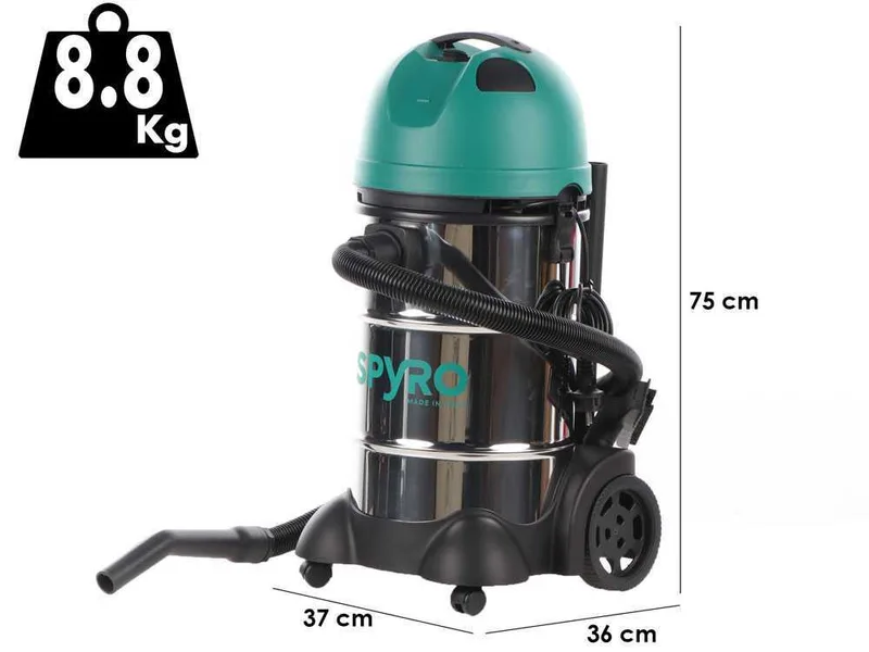 Spyro Wet & Dry 30 INOX - Aspirateur solides et liquides - Capacité 30 L - 1200 W
