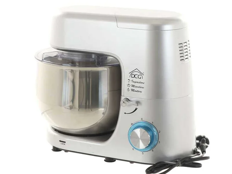 Batteur mélangeur planétaire DCG KM1508 avec cuve en INOX de 8 litres - Multifonctions à déclenchement rapide