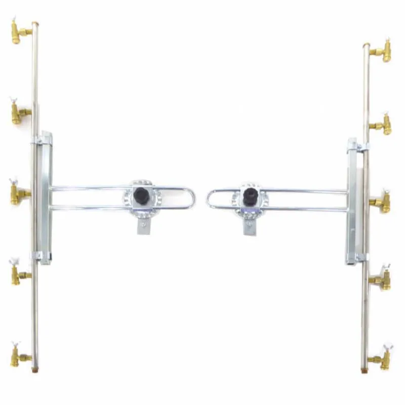 Couple de rampes inox de désherbage à jets papillon laiton 5+5 équipé de supports INOX