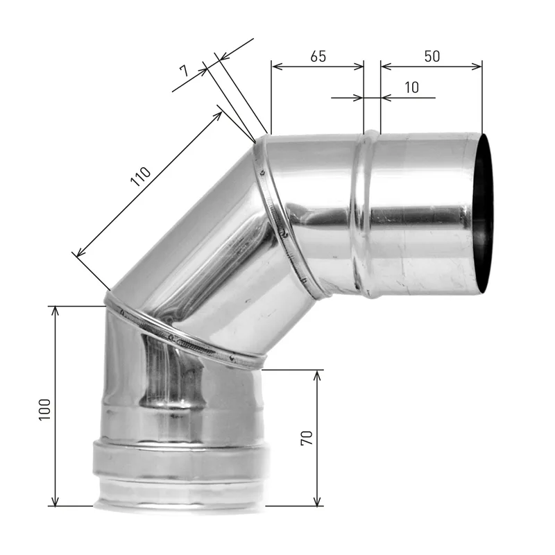 Coude de conduit de poêle / tuyau de poêle Raik 80mm - 90° INOX