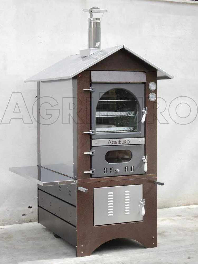 AgriEuro Magnus 100 Deluxe EXT - Four à bois en acier d'extérieur - Cuivre émaillé - Inox