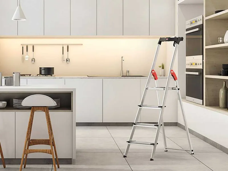 Hailo ProfiStep XXL, 4 marches, 1.46 m - Échelle en aluminium avec tréteau