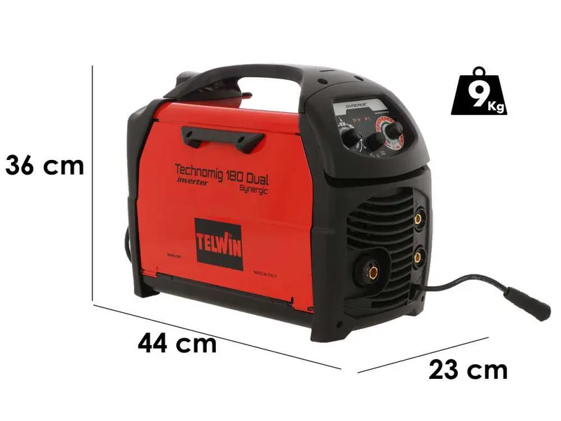 Telwin Technomig 180 Dual Synergic - Poste à souder inverter à fil - Pour MIG-MAG/FLUX/BRAZING/MMA/ TIG DC-Lift - NO GAS