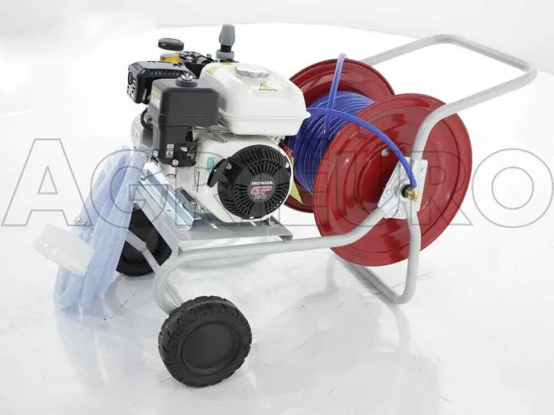 Groupe motopompe de pulvérisation Comet APS 41 avec moteur à essence Honda GP 160 et chariot