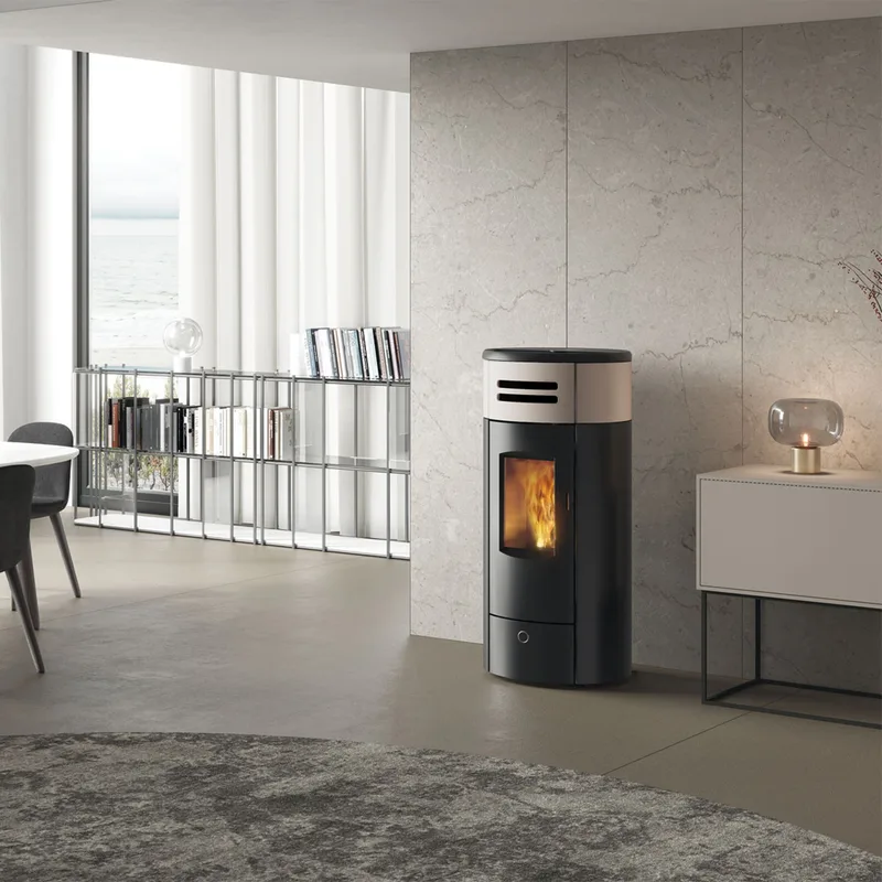 EK63 Yung 130++ Evo Poêle à granulés céramique gris tourterelle