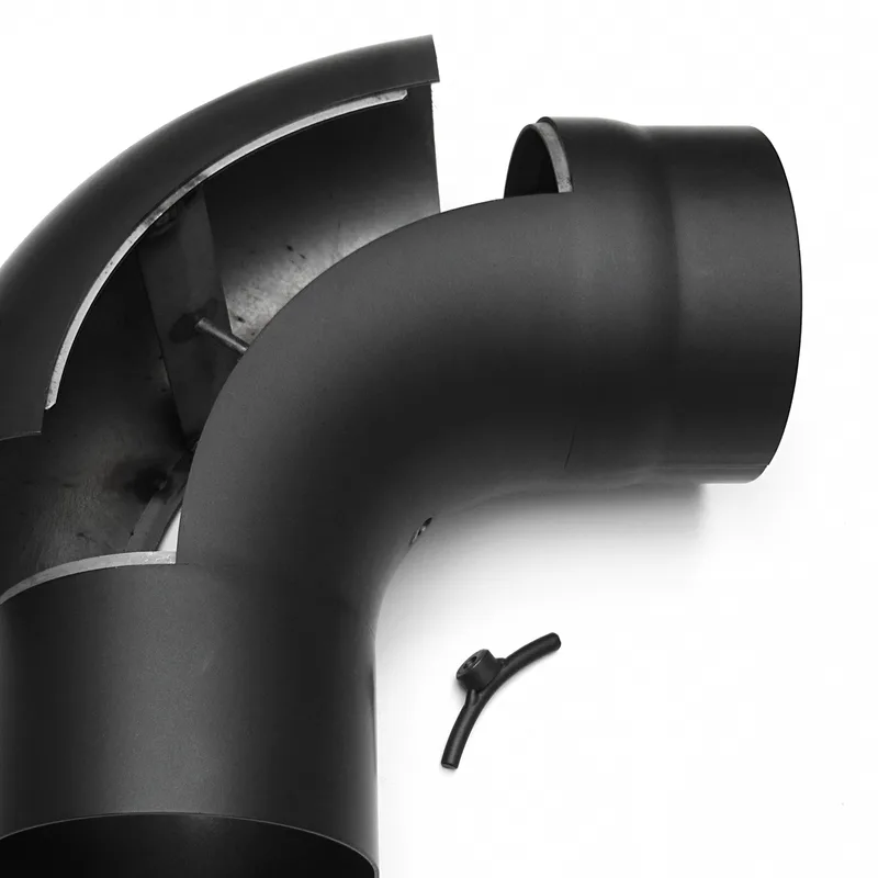 Raik Basic coude de tuyau de fumée 150mm noir 90° tiré avec porte pour tuyau de fumée / conduit de fumée
