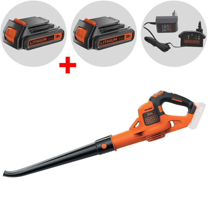 Black & Decker GWC1820PC-QW - Souffleur de feuilles sans fil 18 V 2 Ah + batterie 18 V 2 Ah