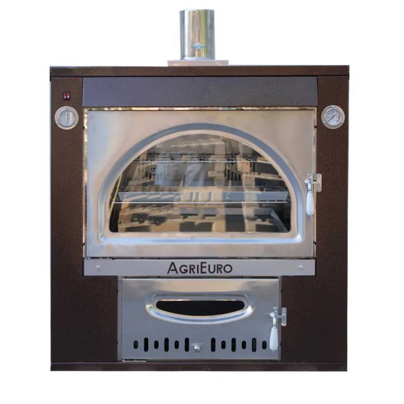 AgriEuro Maximus 100 Deluxe INC - Four à bois en acier encastrable - Cuivre émaillé - Inox