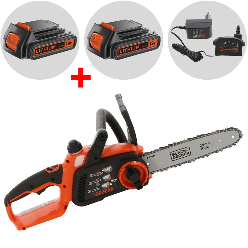 Black & Decker GKC1825L20-QW - Tronçonneuse à batterie 18 V 2 Ah + une batterie 18 V 2 Ah