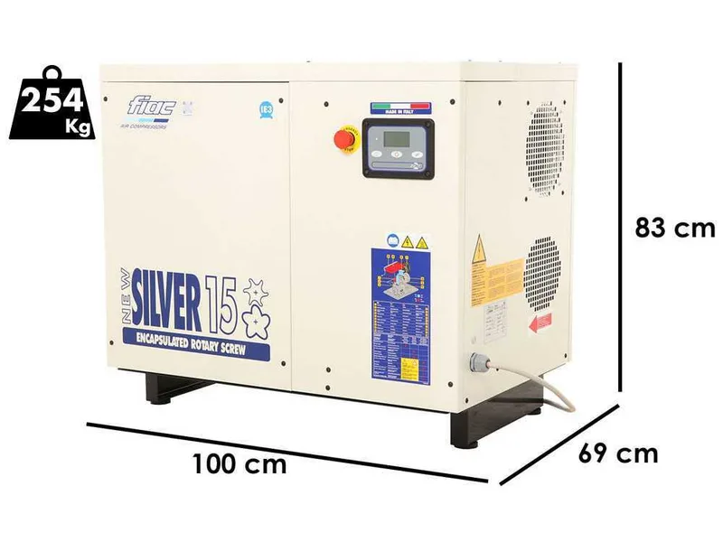 Fiac New Silver 15 - Compresseur rotatif triphasé à vis silencieux - Moteur 15 HP