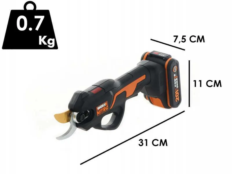 Sécateur de taille à batterie Worx NITRO WG330E.9 - 20V - Diamètre de coupe 22 mm